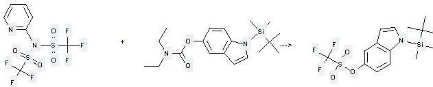 Methanesulfonamide,1,1,1-trifluoro-N-2-pyridinyl-N-[(trifluoromethyl)sulfonyl]- can be used to trifluoro-methanesulfonic acid 1-(tert-butyl-dimethyl-silanyl)-1H-indol-5-yl ester